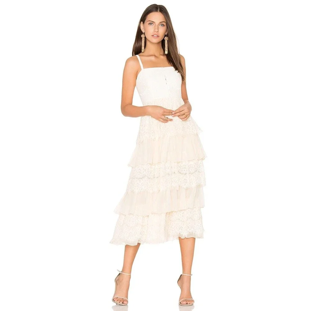 NWT Alice McCall Romantic Tiered Lace Midi Wedding Dress - Picture 1 of 3